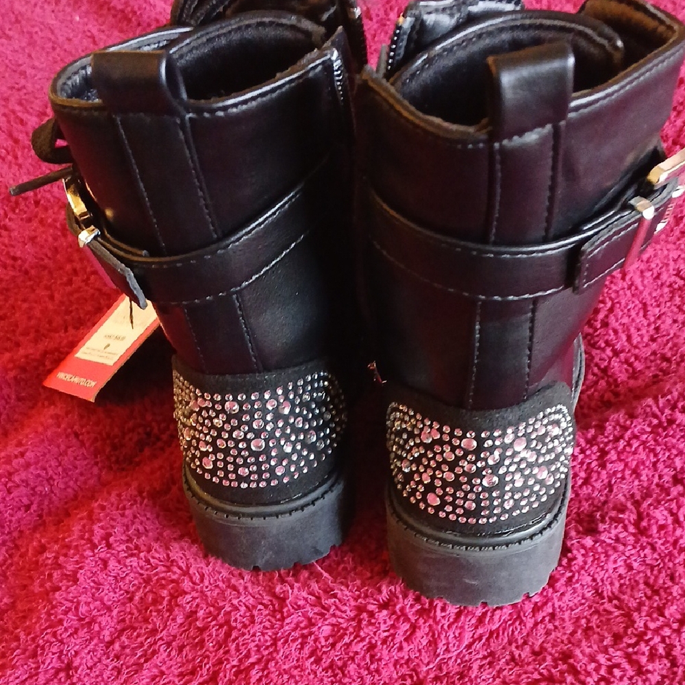 Vince Camuto Black Leather Boots with Stud Accents - Picture 4 of 4